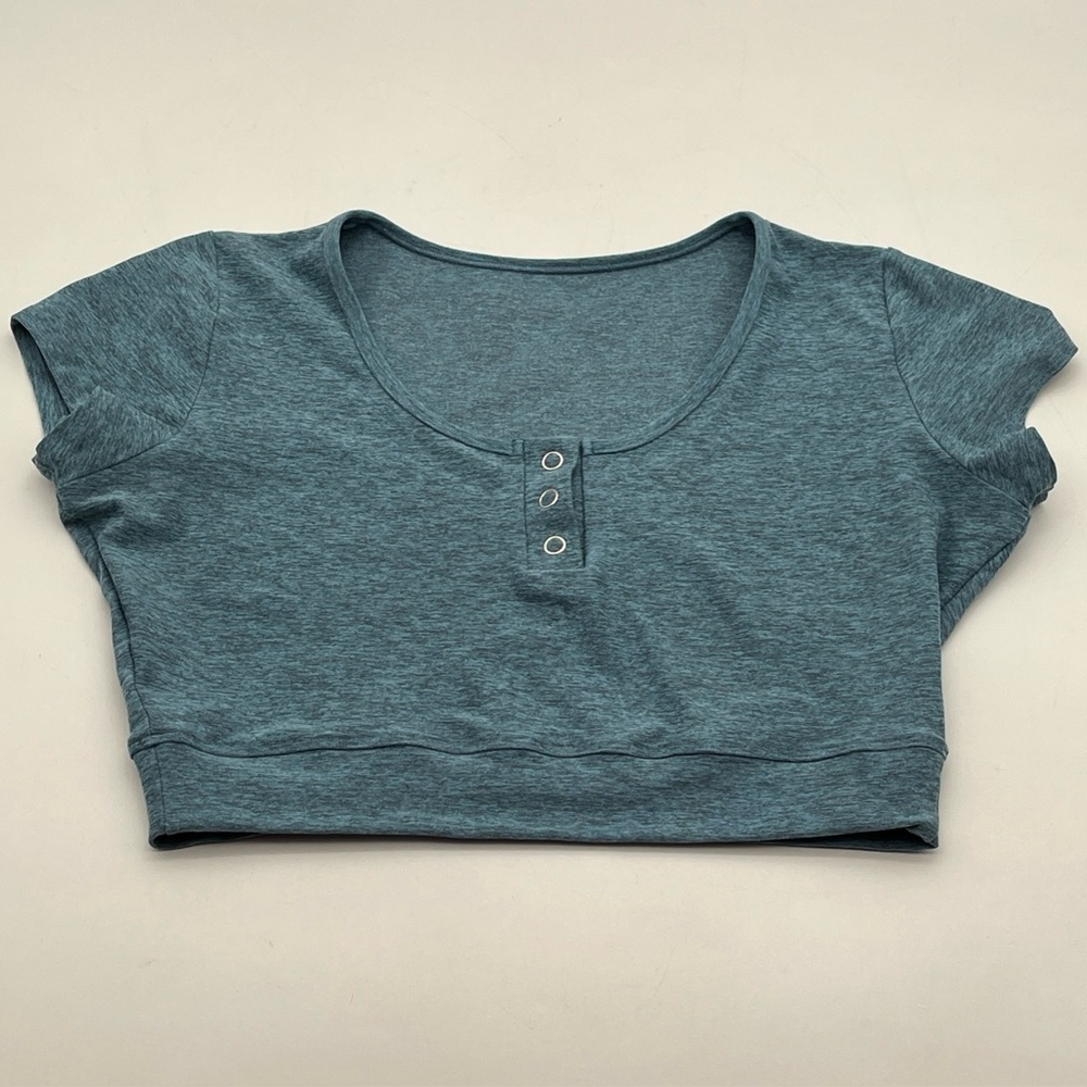 Bombshell‎ Sportswear Women’s Crop Top Blue Short Sleeve Size L